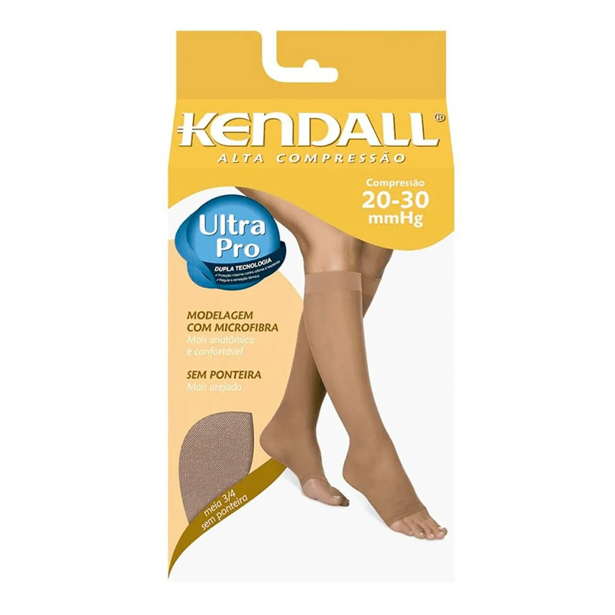 Imagem do produto MEIA DE COMPRESSAO KENDALL ALTA 3/4 SEM PONTEIRA COR MEL TAMANHO G