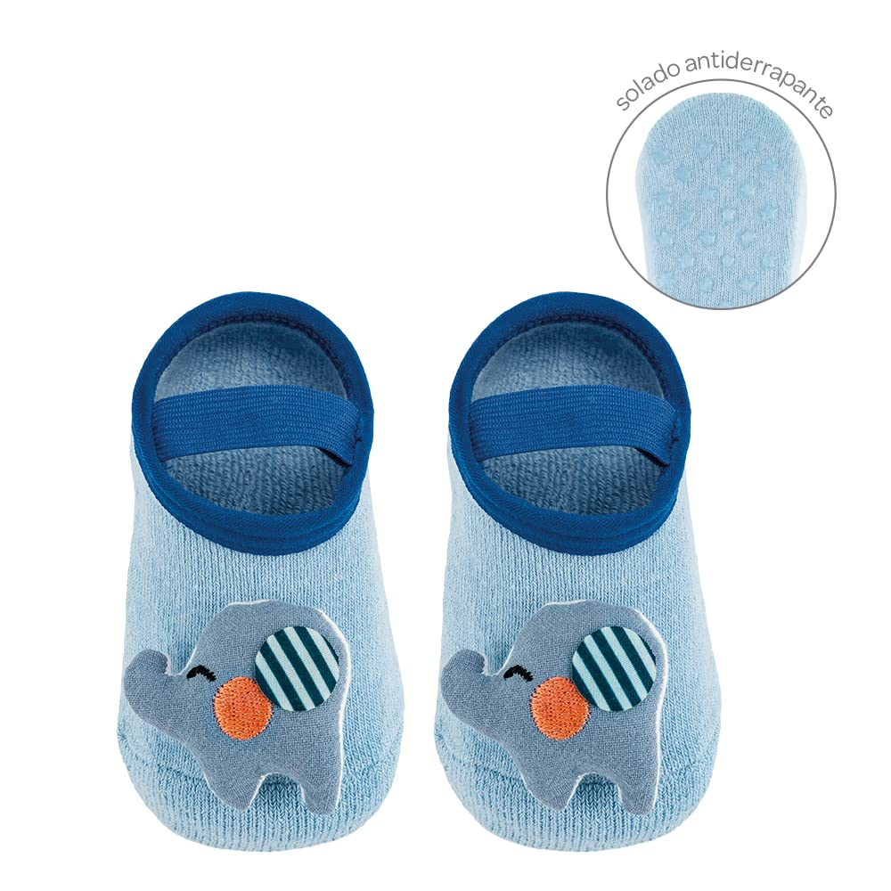 Imagem do produto MEIA SAPATILHA BUBA COM APLIQUE ELEFANTE AZUL TAMANHO P