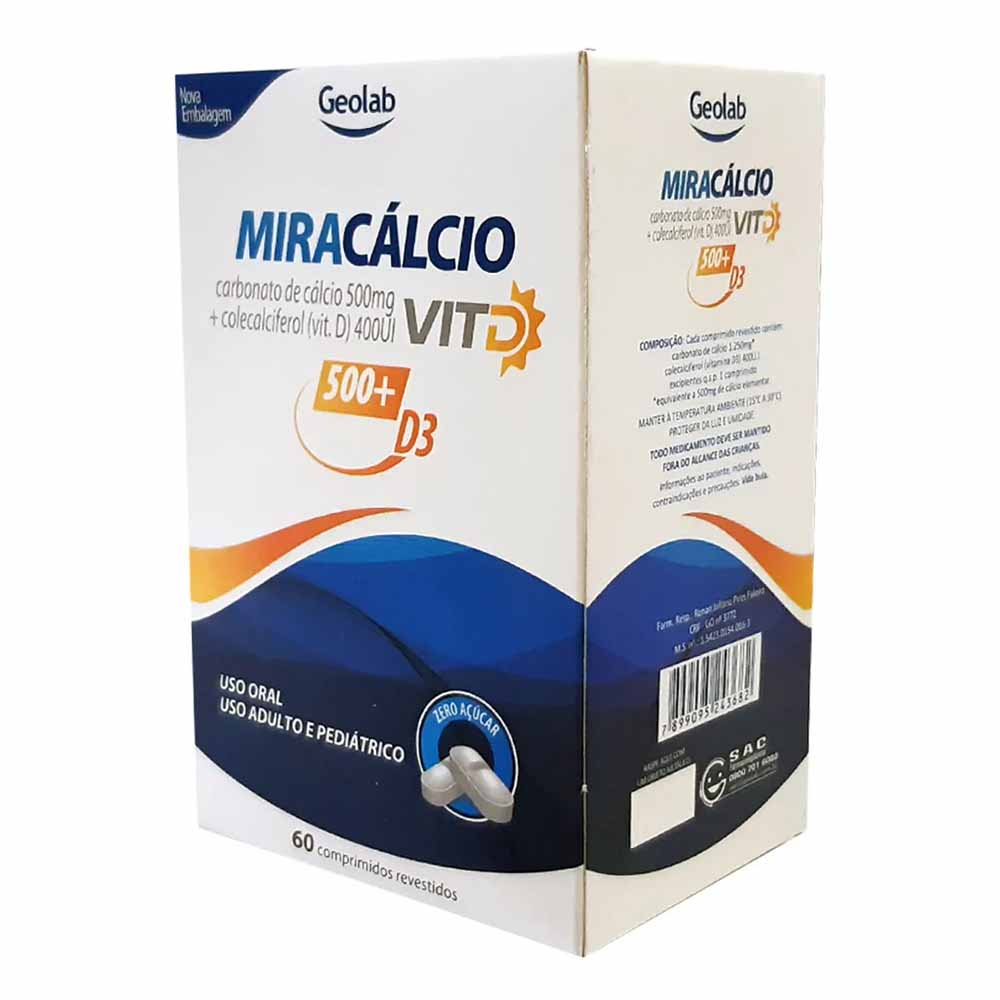 Imagem do produto MIRACALCIO 500MG+400UI COM 60 COMPRIMIDOS