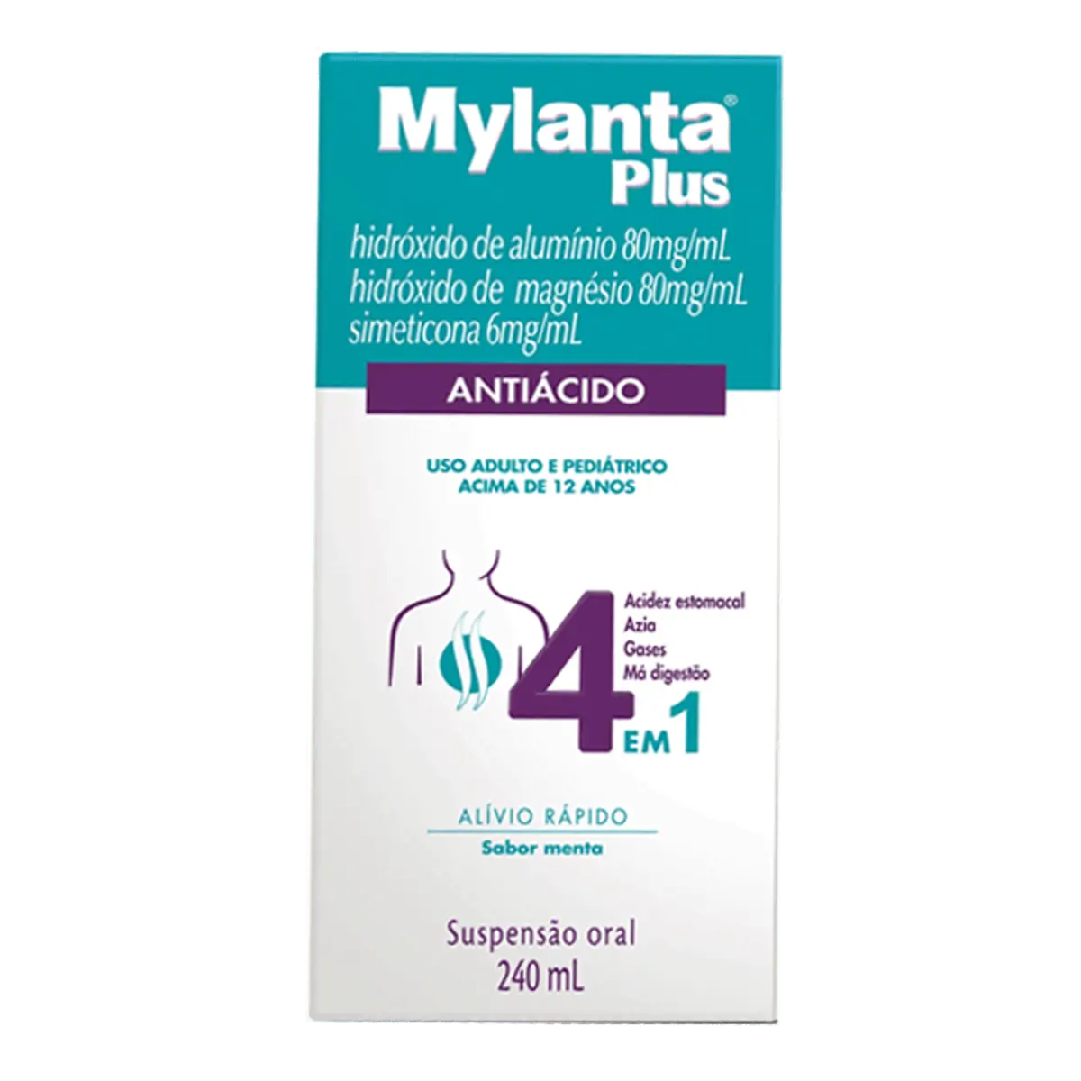 MYLANTA PLUS 80MG+80MG+6MG/ML SUSPENSAO ORAL SABOR MENTA 240ML