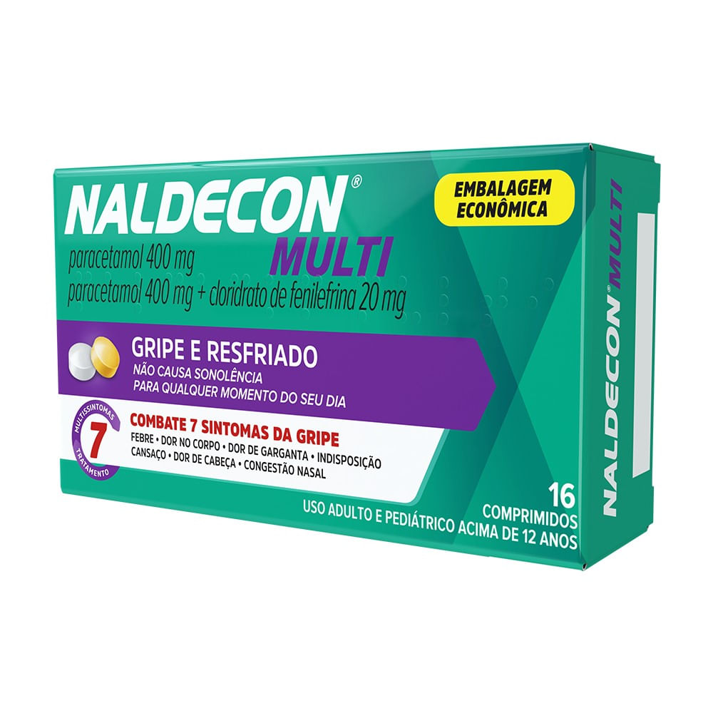 Imagem do produto NALDECON MULTI 800MG+20MG CAIXA COM 8 COMPRIMIDOS AMARELOS E 8 BRANCOS