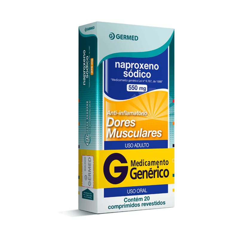 Imagem do produto NAPROXENO SODICO 550MG GERMED GENERICOS CAIXA COM 10 COMPRIMIDOS REVESTIDOS