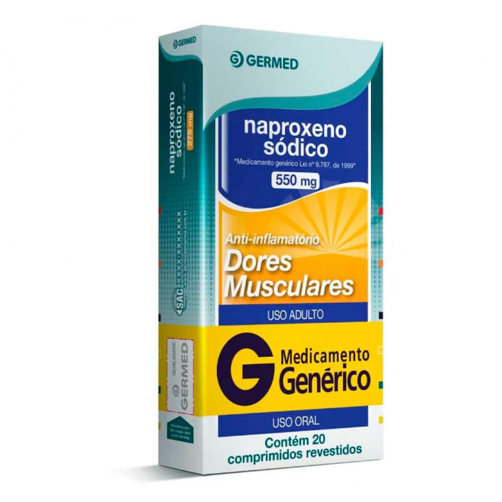 Imagem do produto NAPROXENO SODICO 550MG GERMED GENERICOS CAIXA COM 20 COMPRIMIDOS REVESTIDOS