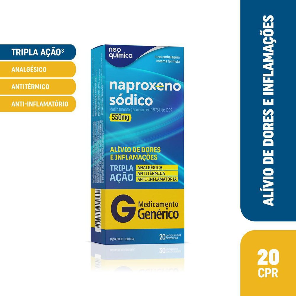 Thumbnail de NAPROXENO SODICO 550MG NEO QUIMICA CAIXA COM 20 COMPRIMIDOS REVESTIDOS