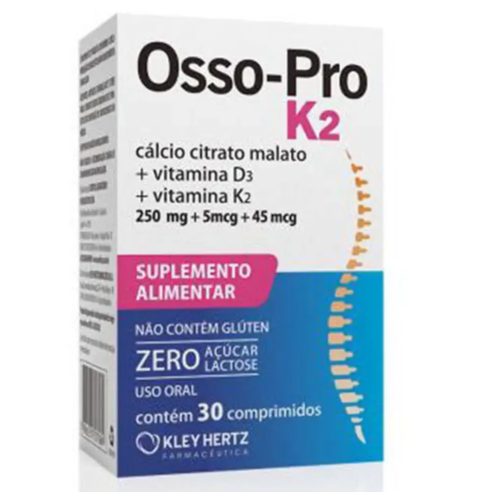 Imagem do produto OSSO-PRO K2 CALCIO CITRATO MALATO + VITAMINA D3 + K2 COM 30 COMPRIMIDOS