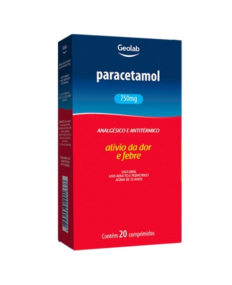 Imagem do produto PARACETAMOL 750MG GEOLAB COM 20 COMPRIMIDOS