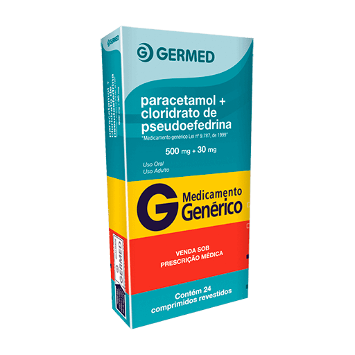 Thumbnail de PARACETAMOL+CLORIDRATO DE PSEUDOEFEDRINA GERMED GENERICOS CAIXA COM 24 COMPRIMIDOS REVESTIDOS