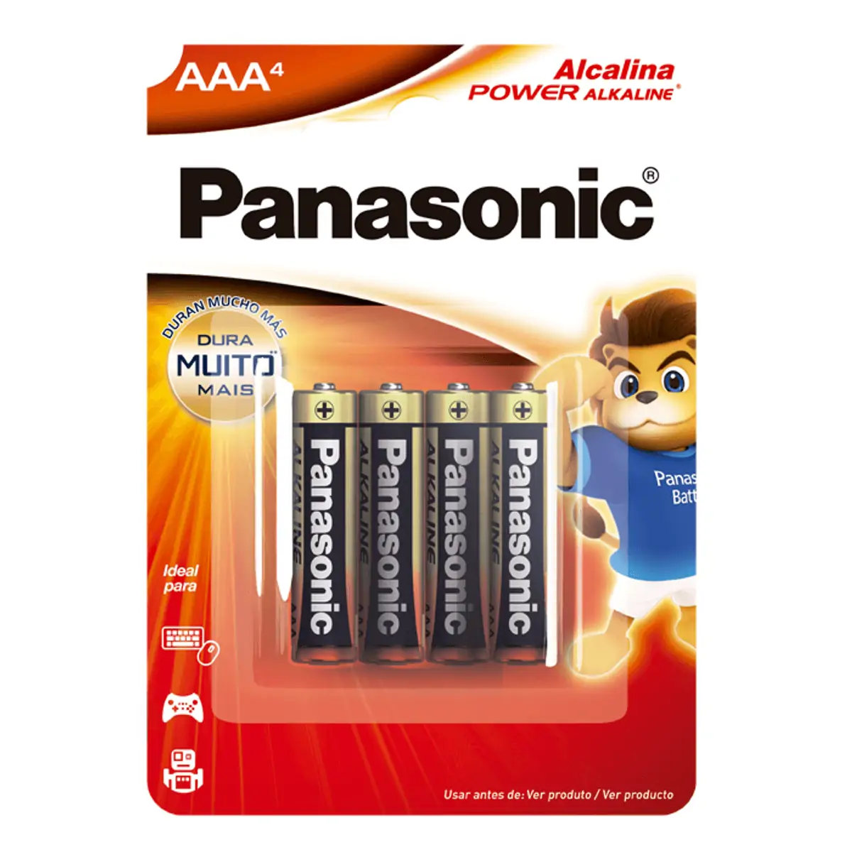 Imagem do produto PILHA ALCALINA PANASONIC PALITO AAA CARTELA COM 4 UNIDADES
