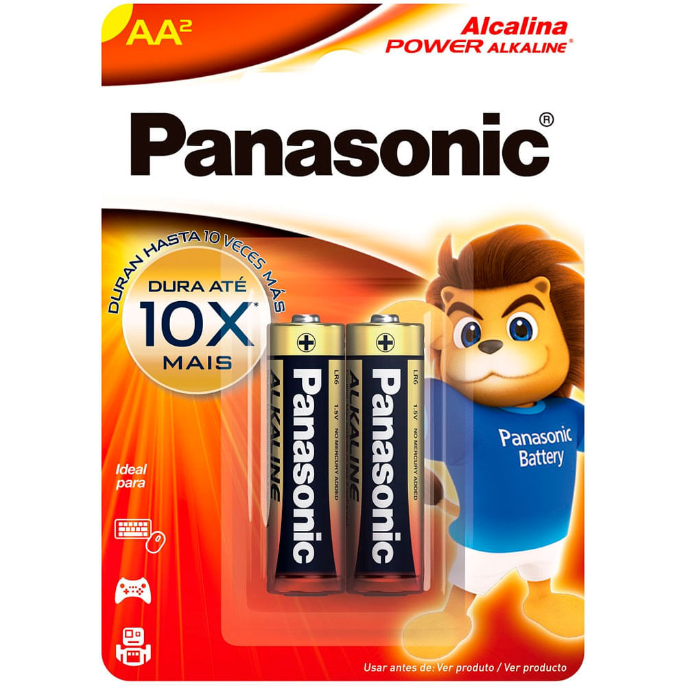 Imagem do produto PILHA ALCALINA PANASONIC PEQUENA AA CARTELA COM 2 UNIDADES