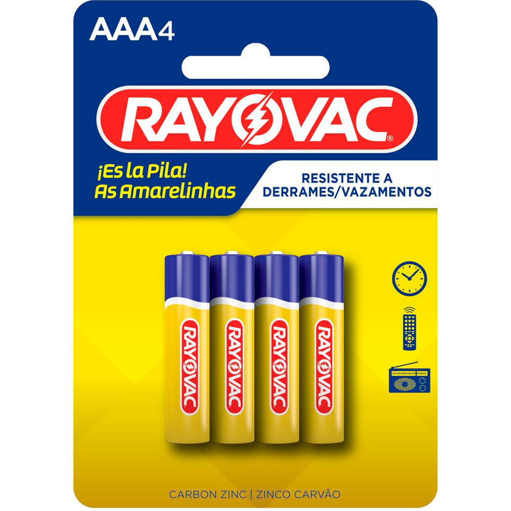 Imagem do produto PILHA RAYOVAC AMARELINHA AA COM 4 UNIDADES