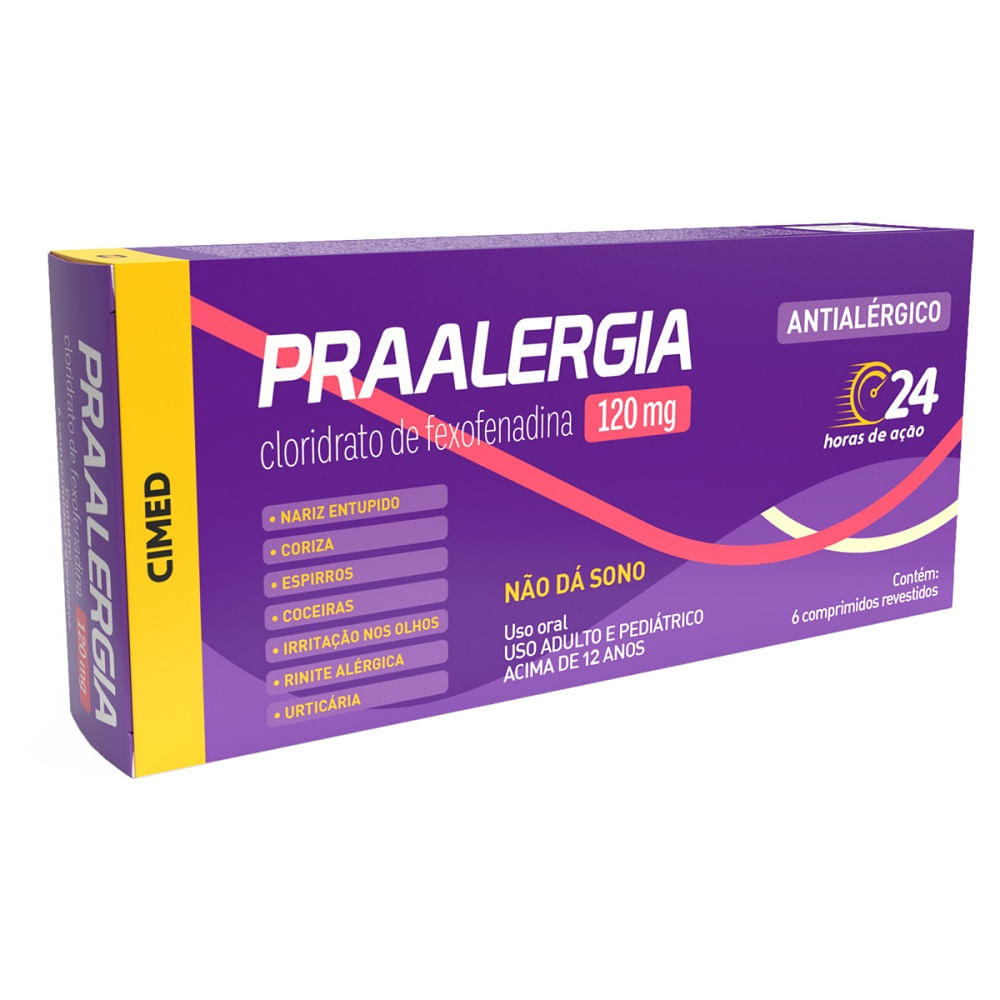Imagem do produto PRAALERGIA 120MG CIMED CAIXA COM 6 COMPRIMIDOS REVESTIDOS