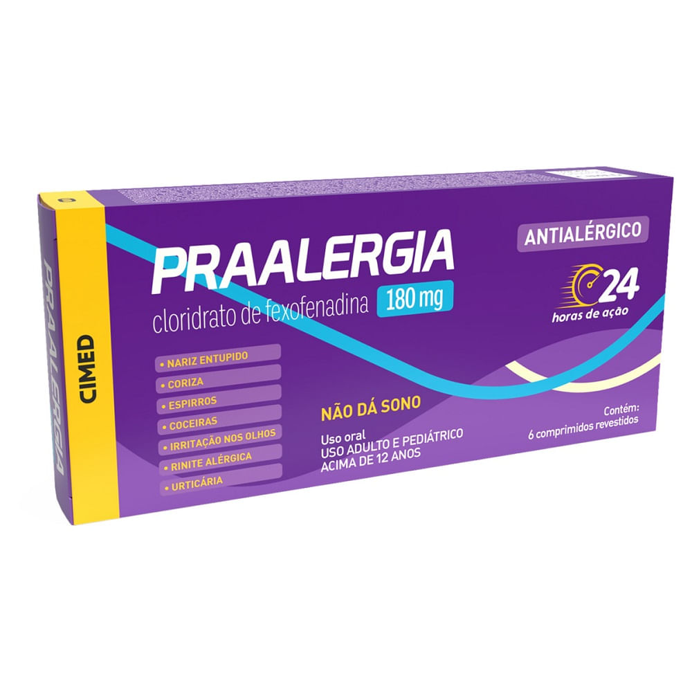 Imagem do produto PRAALERGIA 180MG CIMED CAIXA COM 6 COMPRIMIDOS REVESTIDOS