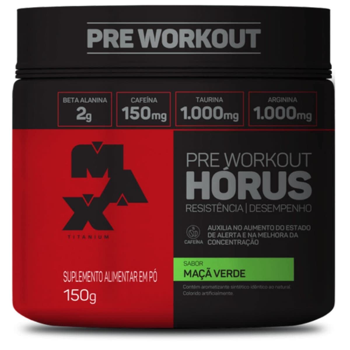 Imagem do produto PRE-TREINO HORUS MAX TITANIUM SABOR MACA VERDE 150G