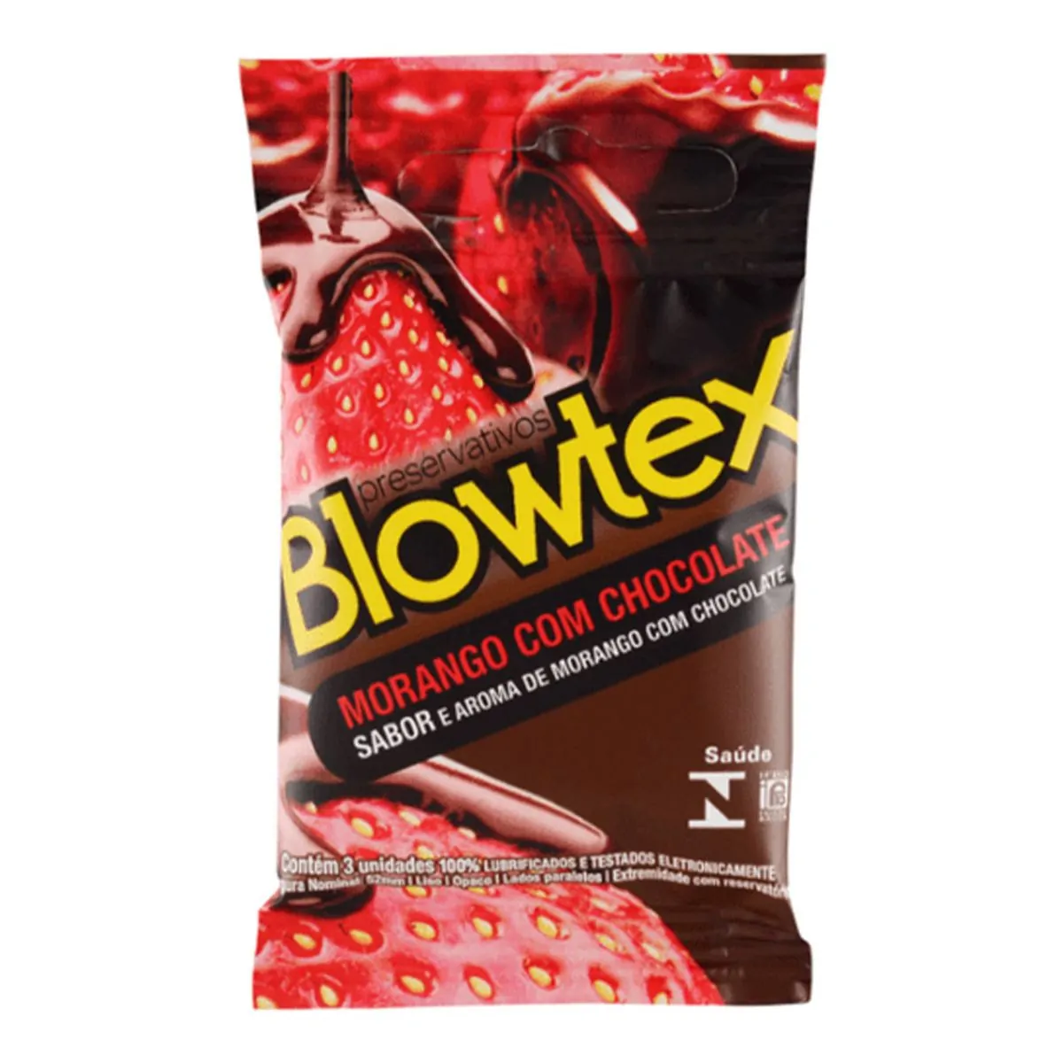 Imagem do produto PRESERVATIVO BLOWTEX MORANGO COM CHOCOLATE COM 3 UNIDADES