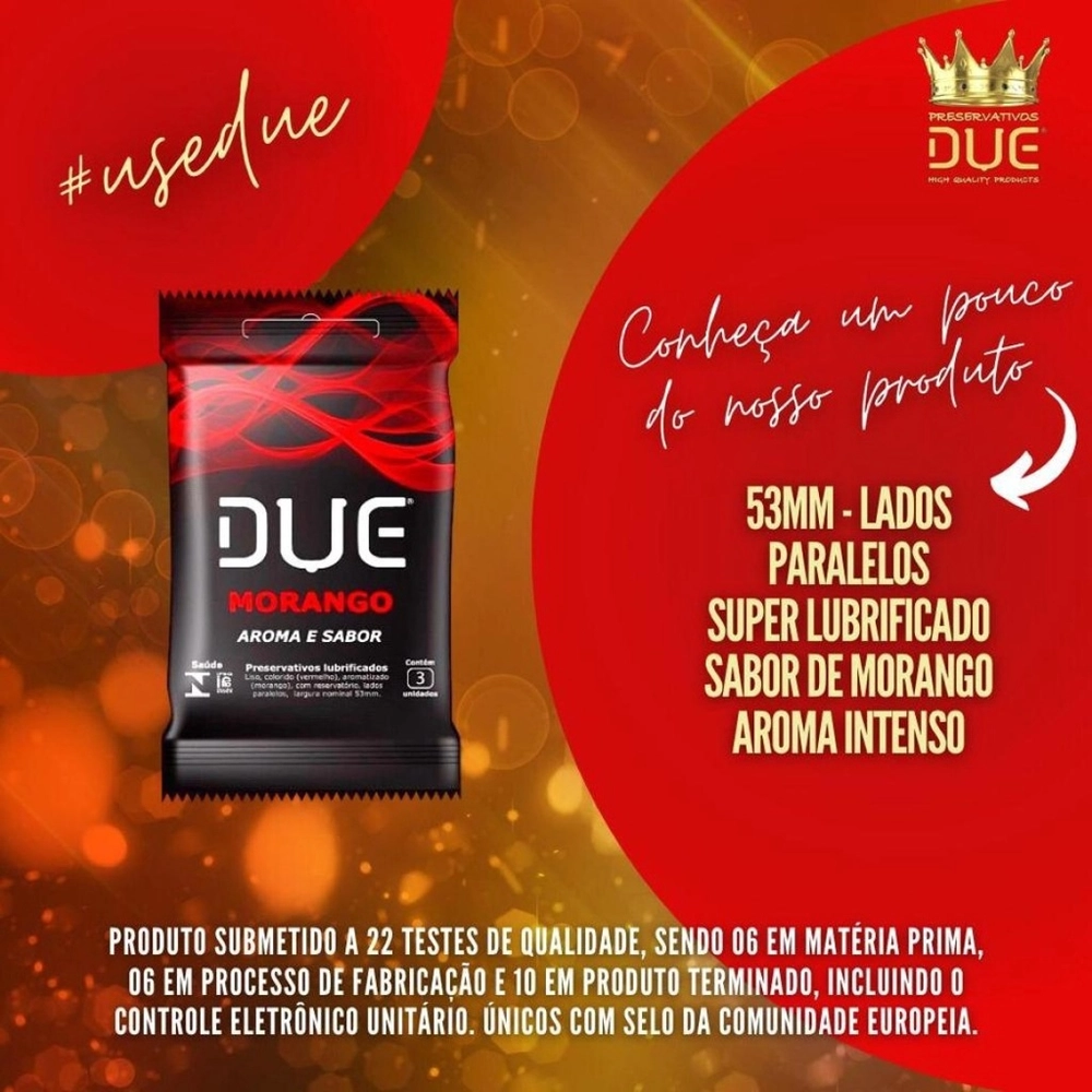 Imagem do produto PRESERVATIVO DUE MORANGO COM 3 UNIDADES