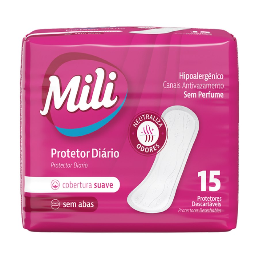 Imagem do produto PROTETOR DIARIO MILI SEM PERFUME SEM ABAS COM 15 UNIDADES