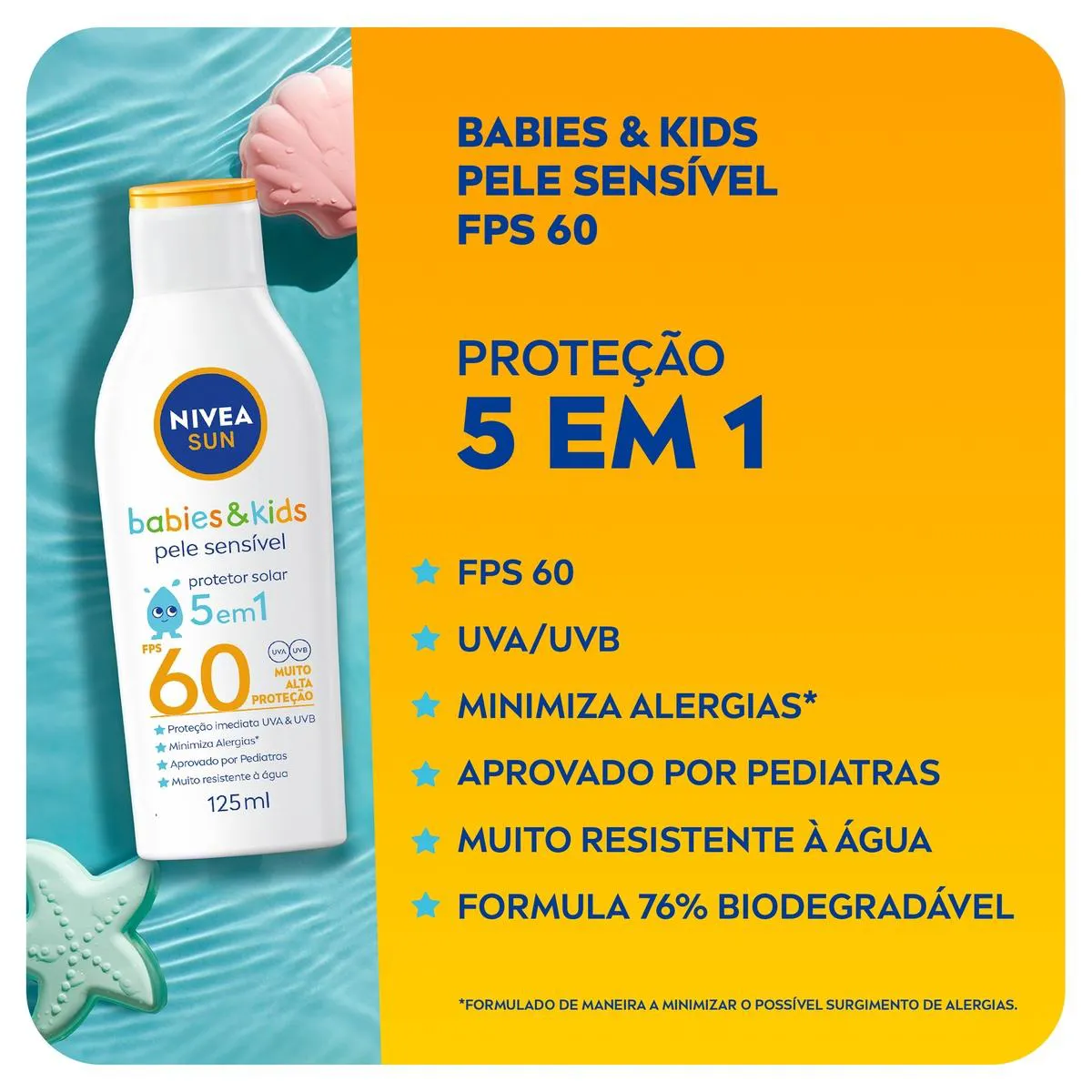Imagem do produto PROTETOR SOLAR NIVEA SUN PROTECT & HYDRATE FPS60 BABIES E KIDS