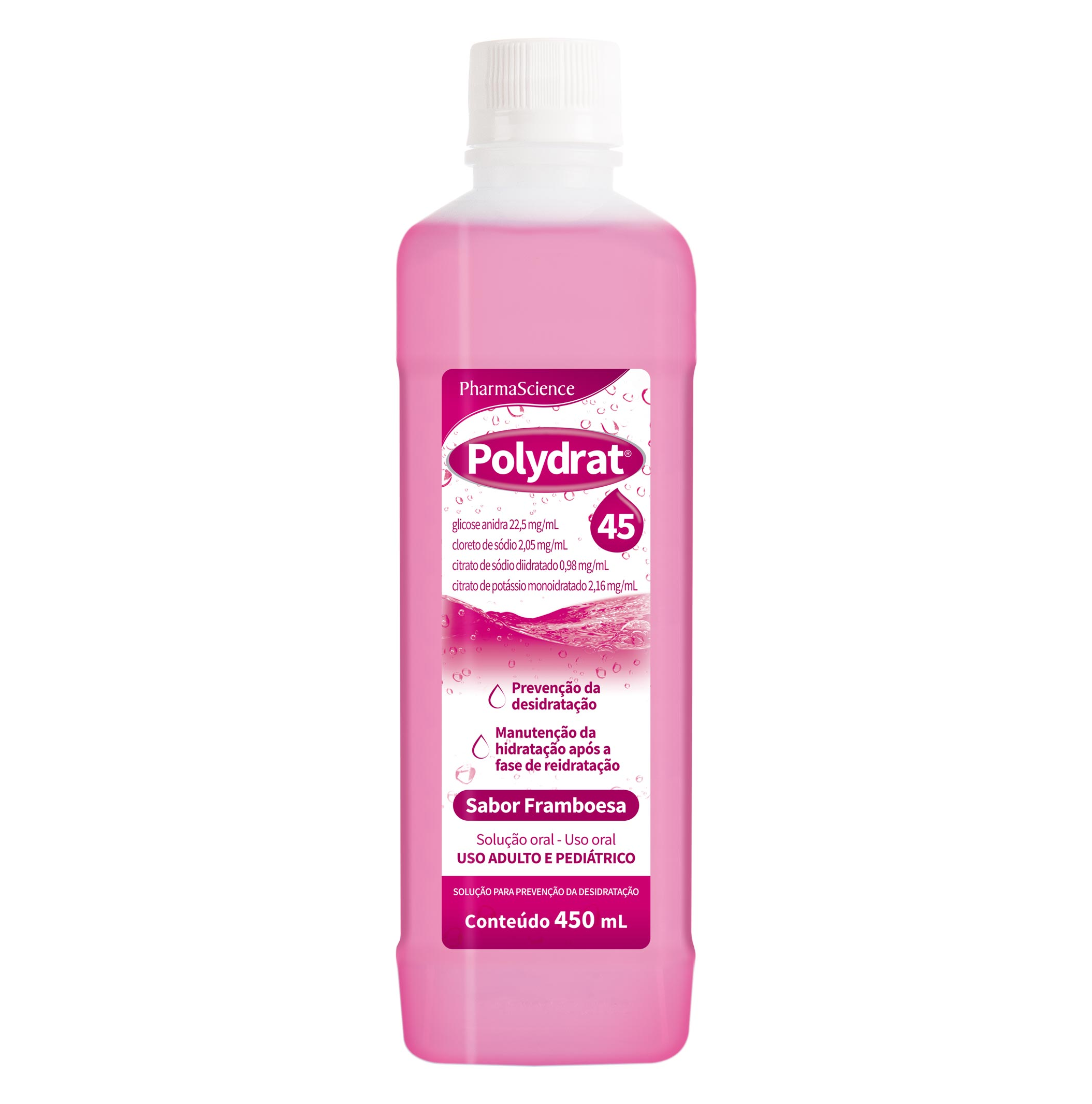 Imagem do produto REIDRATANTE ORAL POLYDRAT 45 SABOR FRAMBOESA 450ML