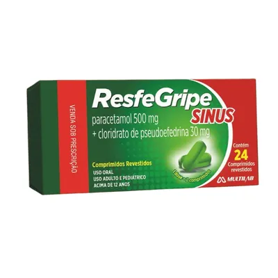 Imagem do produto RESFEGRIPE SINUS 500MG CAIXA COM 24 COMPRIMIDOS