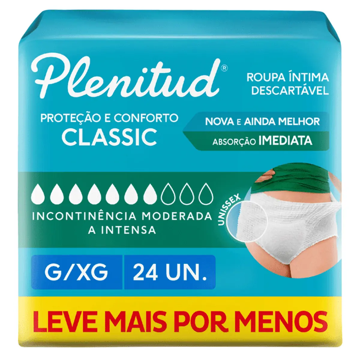 Imagem do produto ROUPA INTIMA DESCARTAVEL PLENITUD CLASSIC UNISSEX TAMANHO XG COM 24 UNIDADES