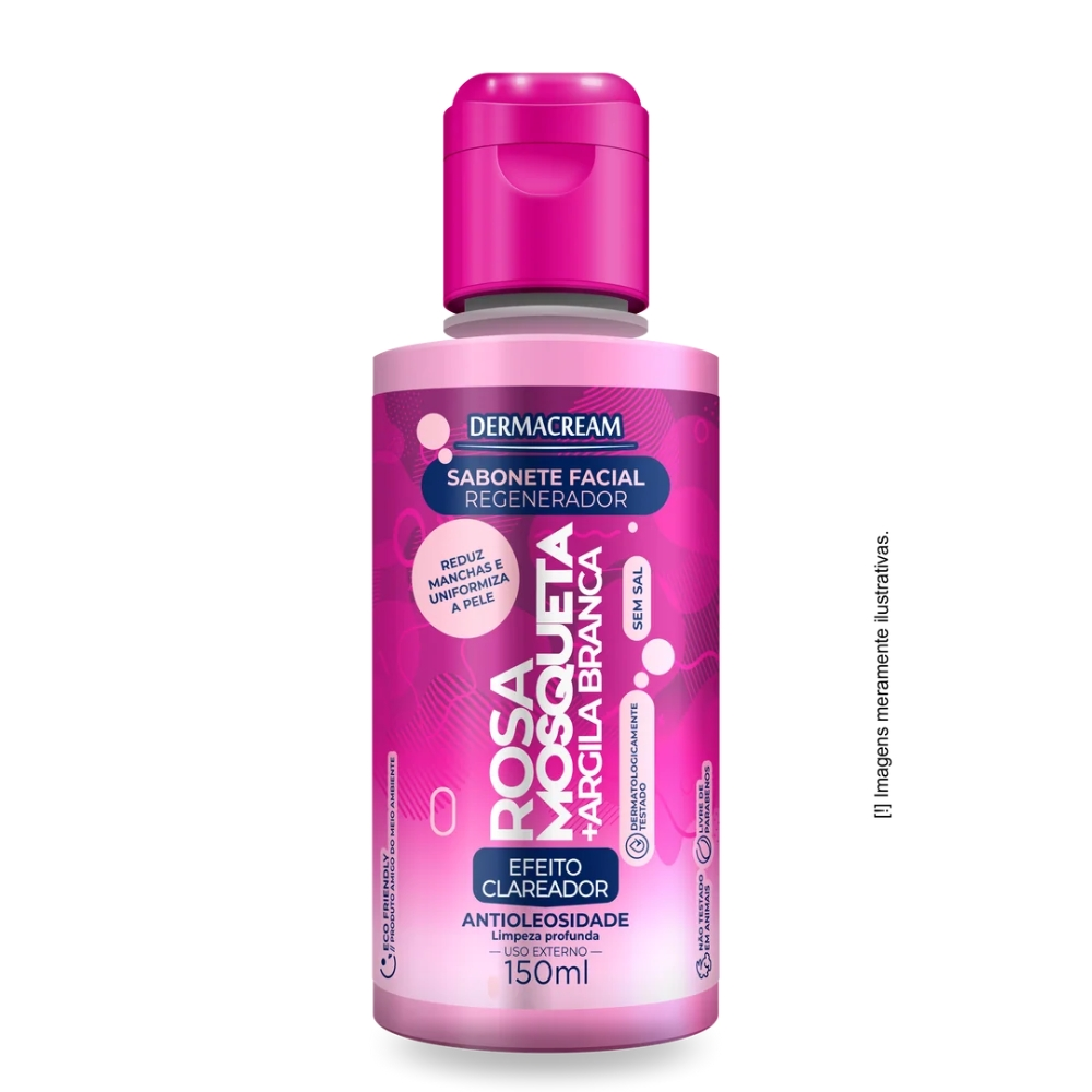 Imagem do produto SABONETE FACIAL DERMACREAM ROSA MOSQUETA E ARGILA BRANCA 150ML