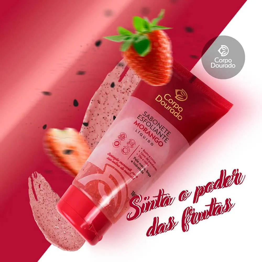 Imagem do produto SABONETE LIQUIDO ESFOLIANTE CORPO DOURADO MORANGO 180ML