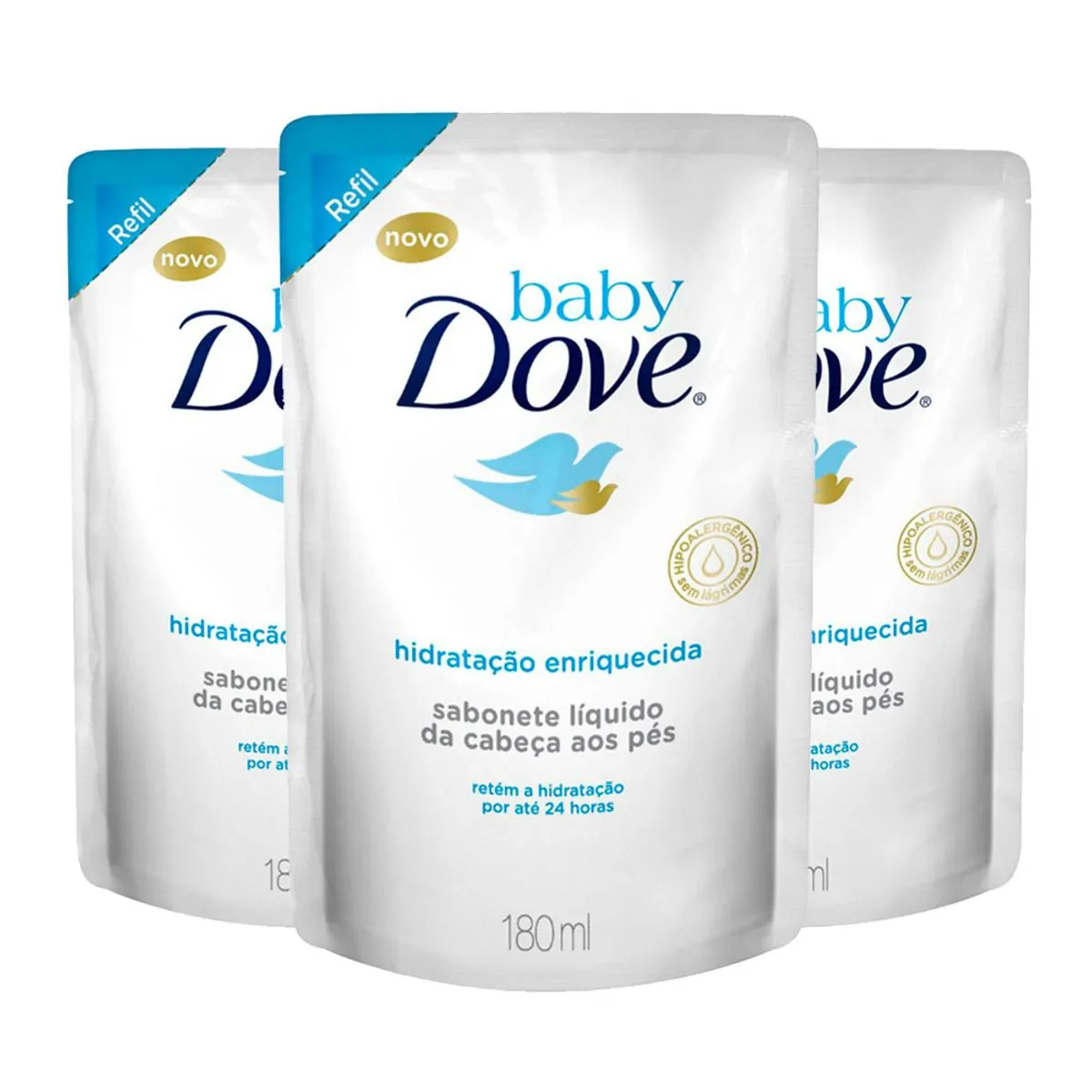 Imagem do produto SABONETE LIQUIDO HIDRATANTE ENRIQUECIDO DA CABECA AOS PES DOVE BABY REFIL 180ML