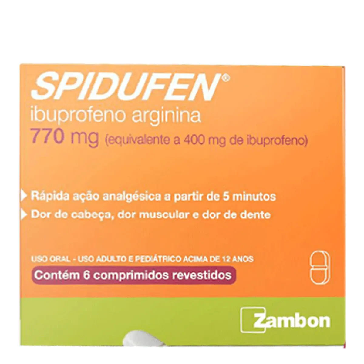 Imagem do produto SPIDUFEN 770MG ZAMBON COM 6 COMPRIMIDOS REVESTIDOS
