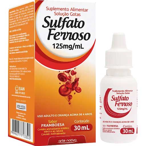 Imagem do produto SULFATO FERROSO 125MG GOTAS ARTE NATIVA COM 30ML