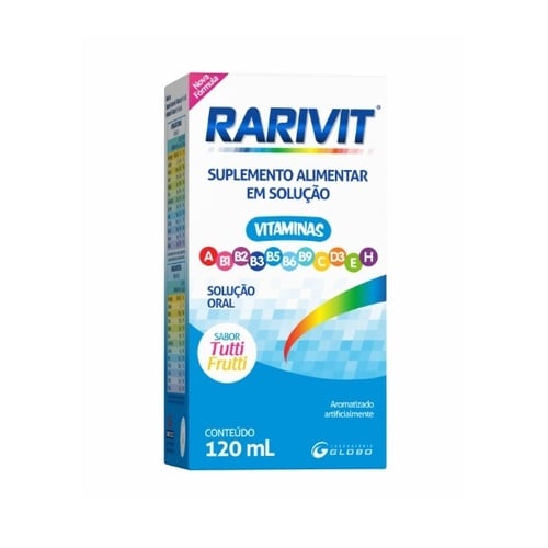 Imagem do produto SUPLEMENTO RARIVIT SUSPENSAO SABOR TUTTI FRUTTI 120ML