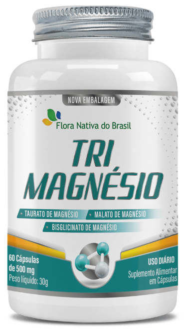 Imagem do produto SUPLEMENTO TRI MAGNESIO TAURATO MALATO E QUELATO FLORA NATIVA 500MG COM 60 CAPSULAS