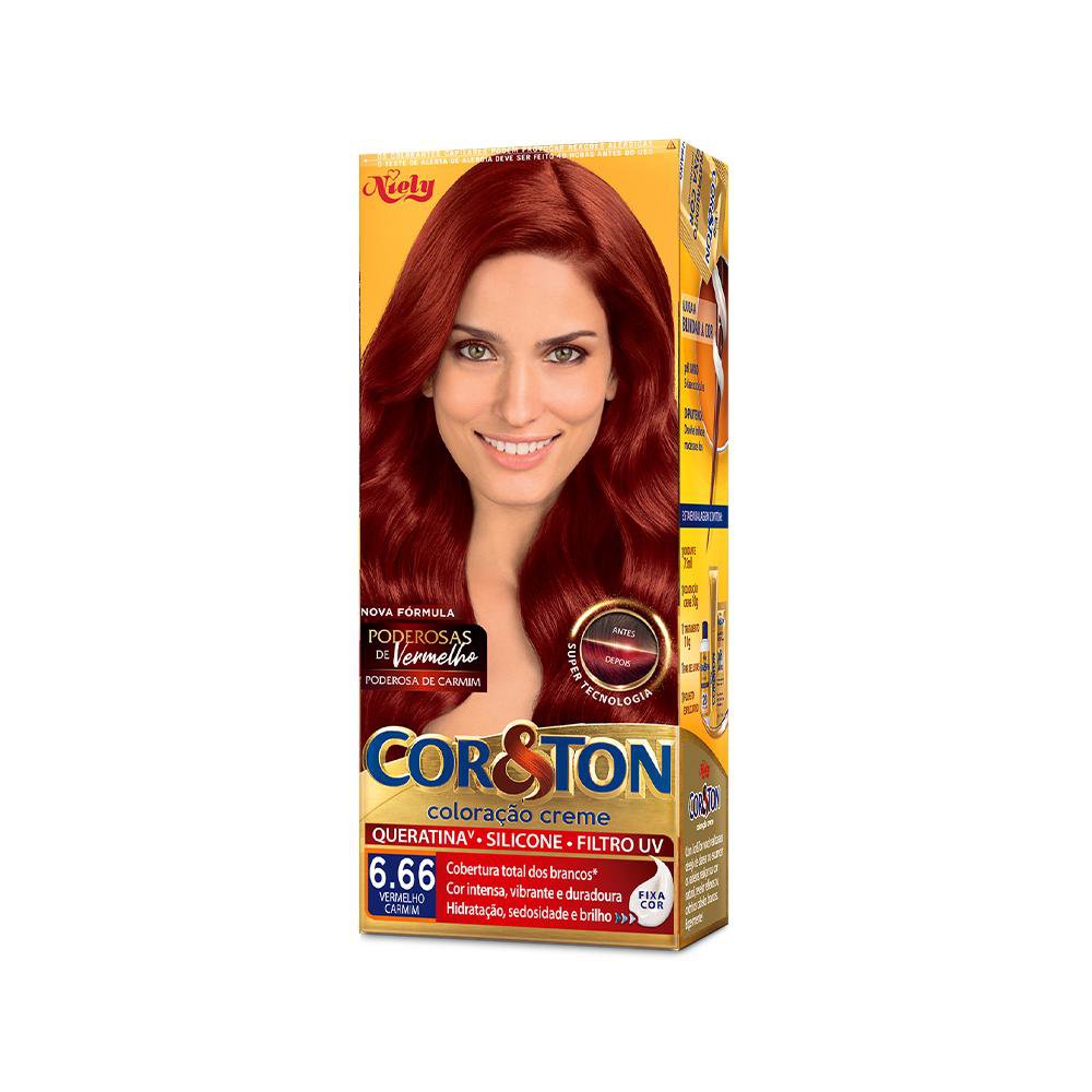 Imagem do produto TINTURA PARA CABELO COR E TON 6.66 LOURO ESCURO VERMELHO 125G