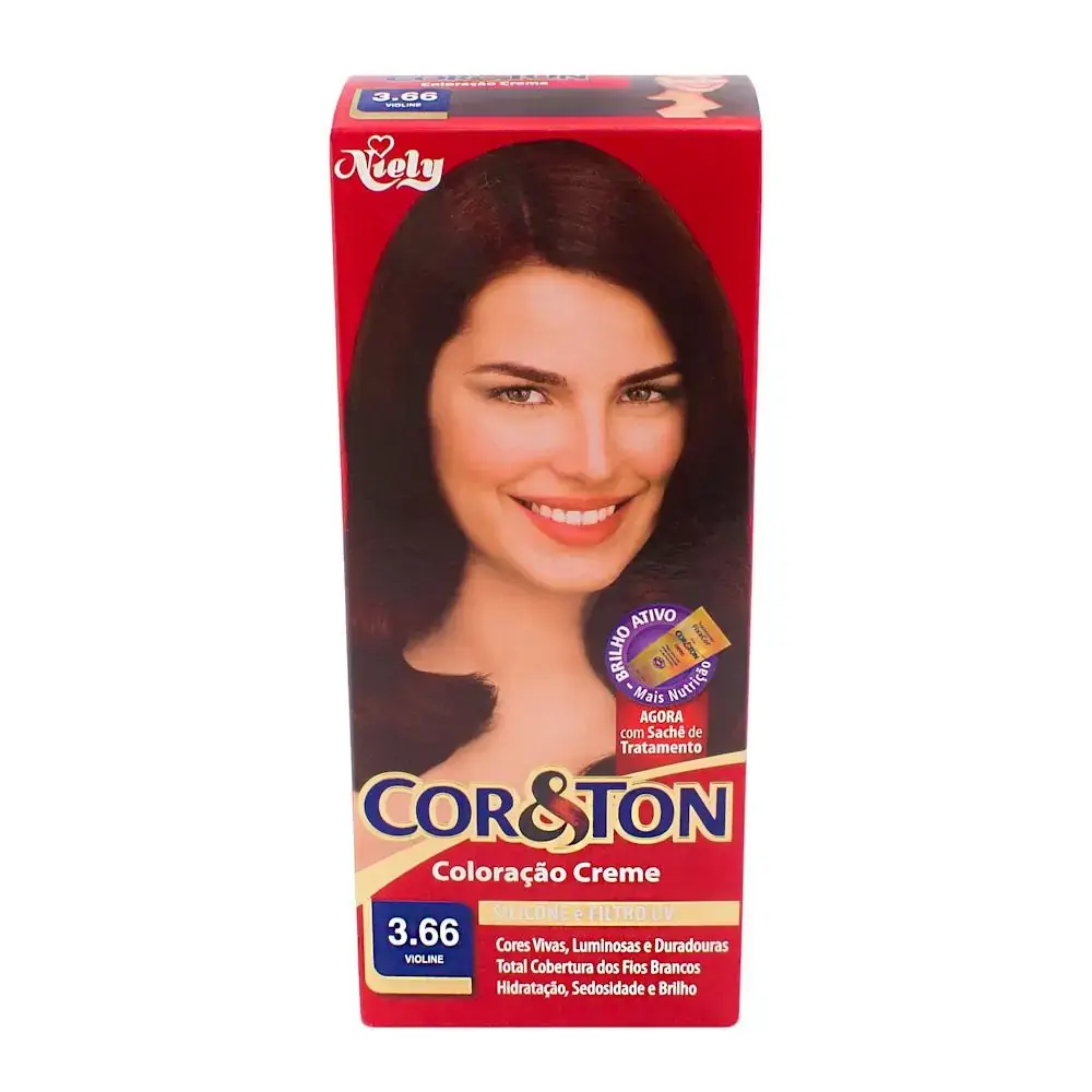 Imagem do produto TINTURA PARA CABELO COR E TON NIELY 3.66 VIOLINE 135G