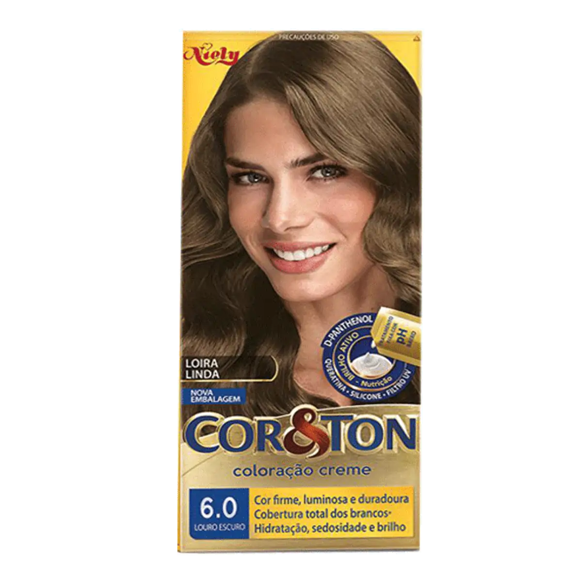 Imagem do produto TINTURA PARA CABELO COR E TON NIELY 6.0 LOURO ESCURO 125G