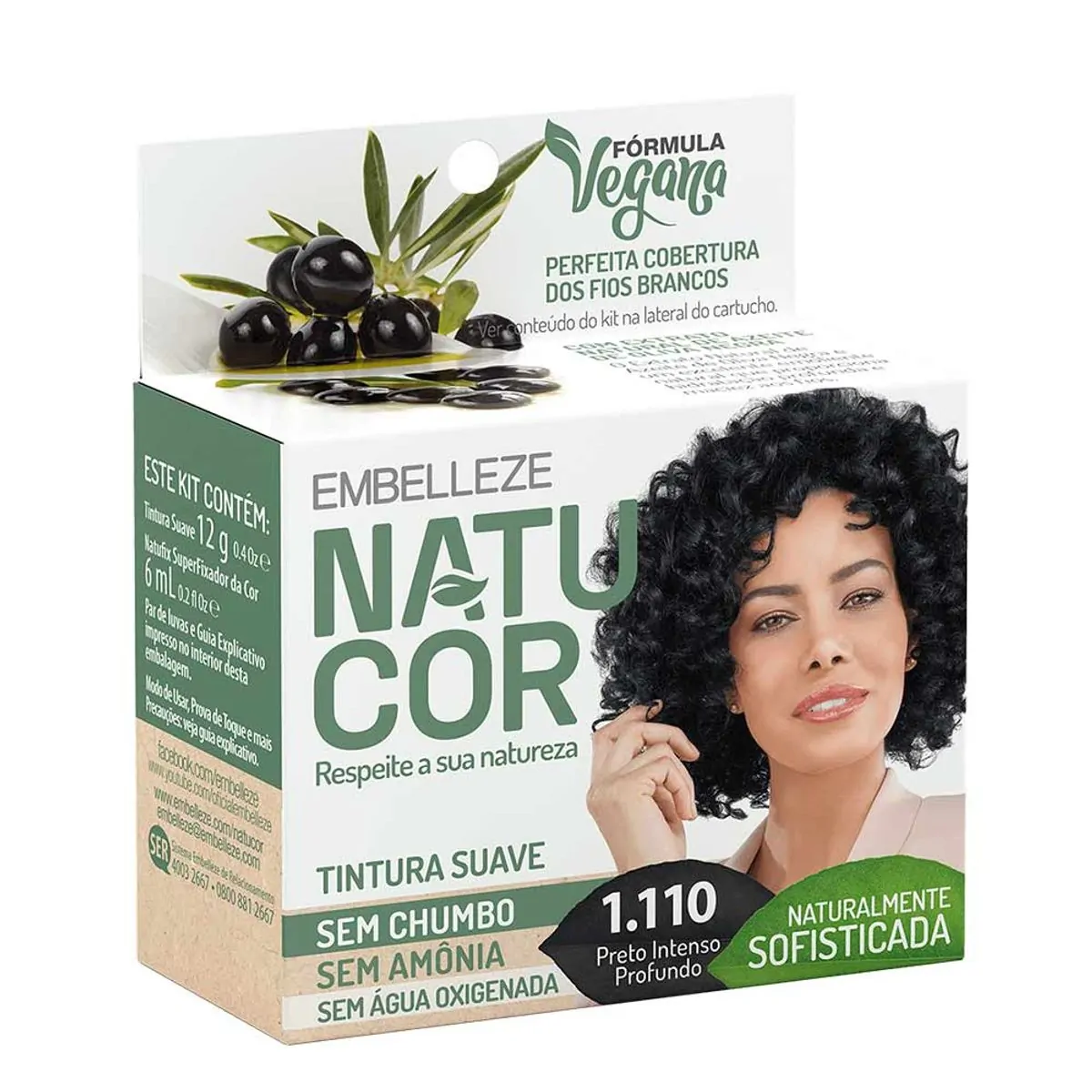 Imagem do produto TINTURA PARA CABELO NATUCOR SUAVE NATU HAIR 1.110 PRETO INTENSO PROFUNDO