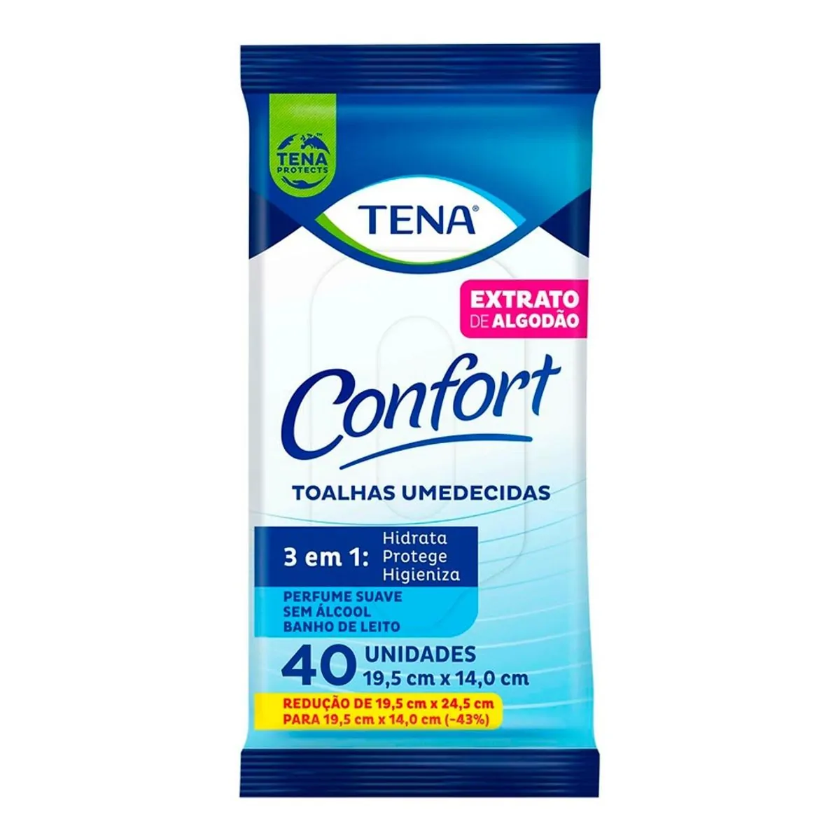 Imagem do produto TOALHA UMEDECIDA TENA CONFORT SUAVE COM 40 UNIDADES