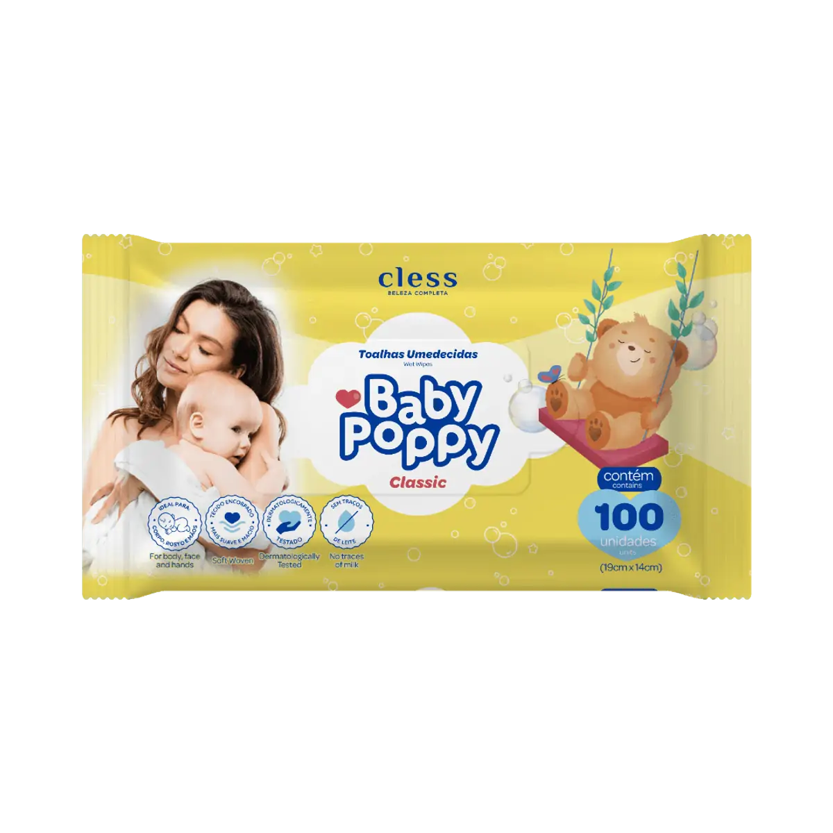Imagem do produto TOALHAS UMEDECIDAS BABY POPPY COM 100 UNIDADES