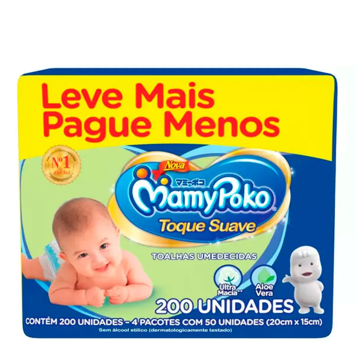Imagem do produto TOALHAS UMEDECIDAS MAMYPOKO TOQUE SUAVE COM 200 UNIDADES