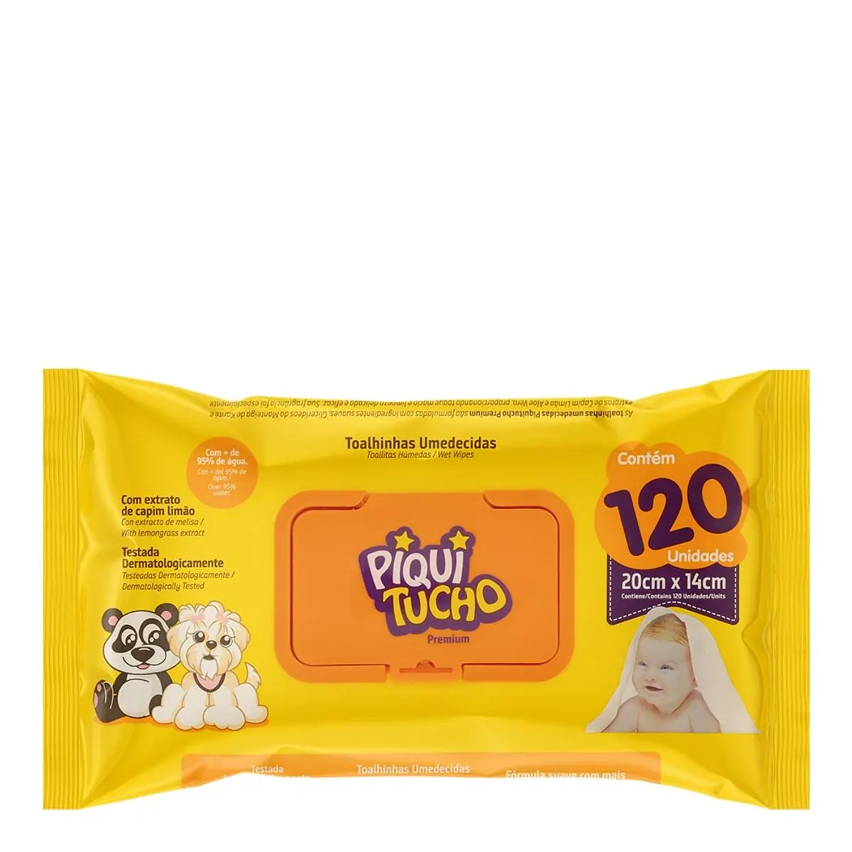 Imagem do produto TOALHAS UMEDECIDAS PIQUITUCHO PREMIUM COM 120 UNIDADES