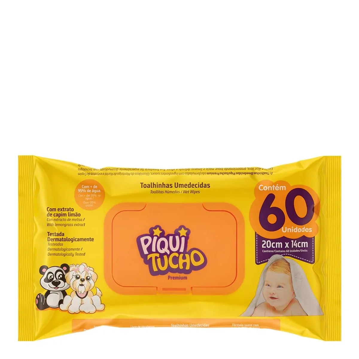 Imagem do produto TOALHAS UMEDECIDAS PIQUITUCHO PREMIUM COM 60 UNIDADES