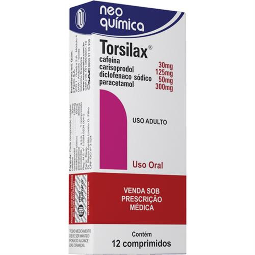 Thumbnail de TORSILAX 125+50+300+30MG NEO QUIMICA COM 12 COMPRIMIDOS