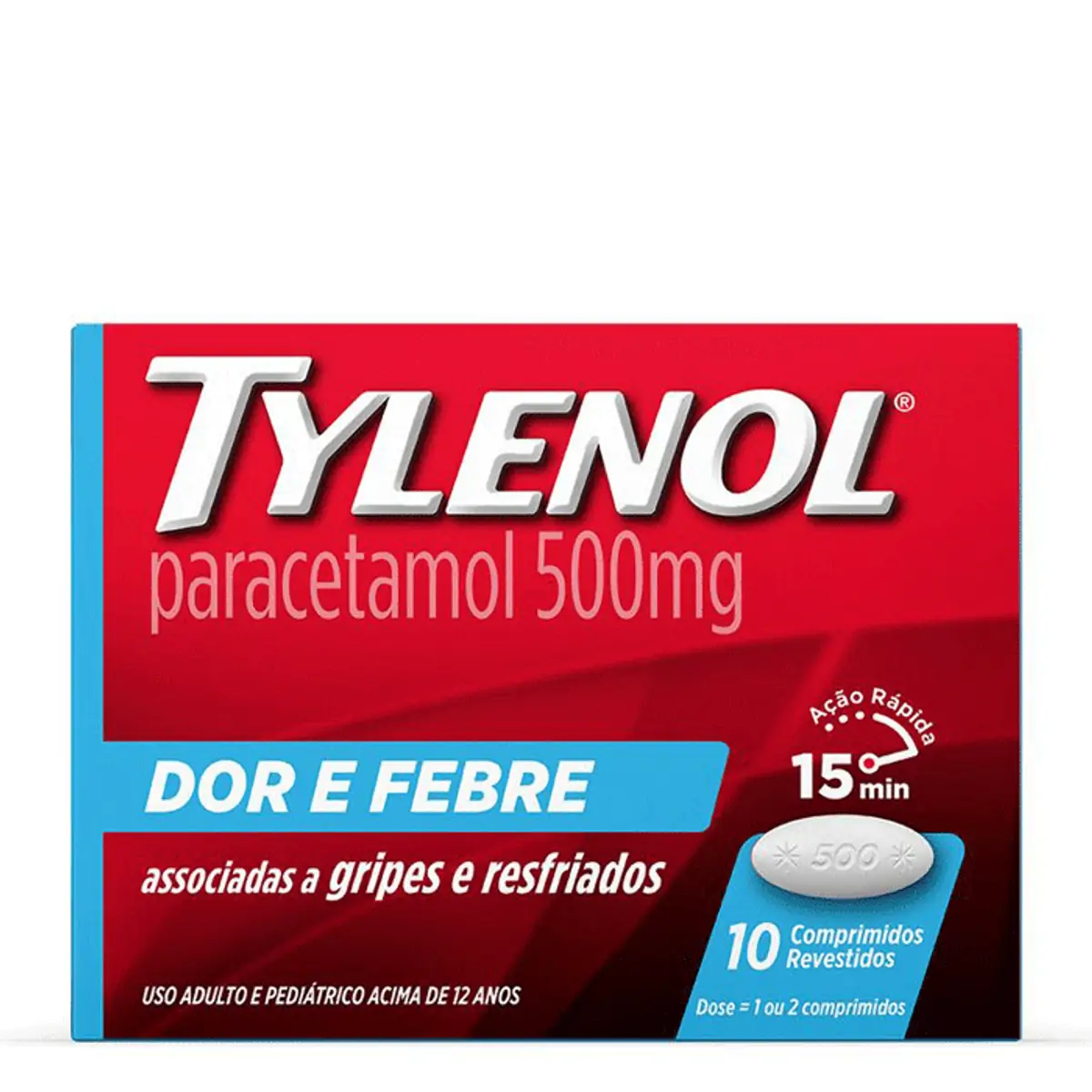 TYLENOL 500MG JANSSEN-CILAG FARMACEUTICA LTDA COM 10 COMPRIMIDOS