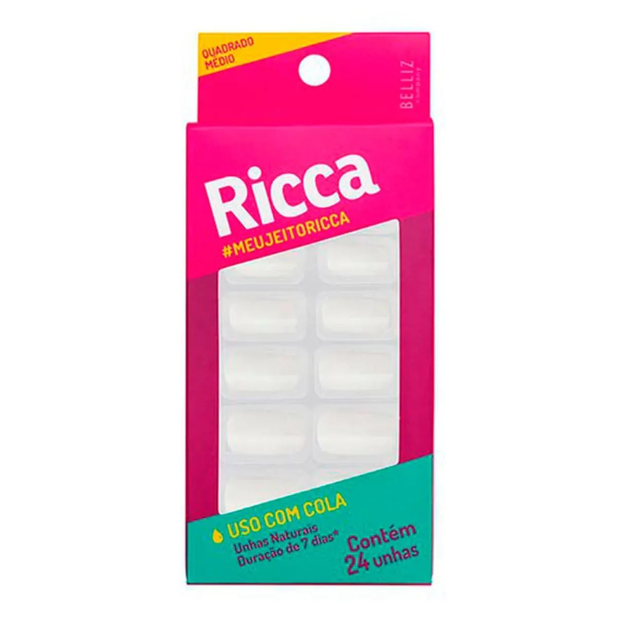 Imagem do produto UNHAS POSTICAS RICCA NATURAIS QUADRADAS MEDIAS