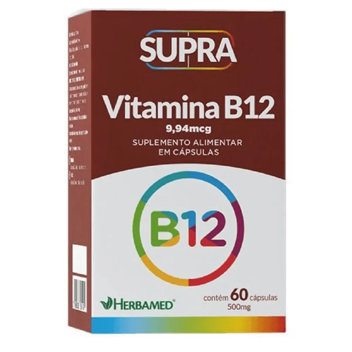 Imagem do produto VITAMINA B12 CIANOCOBALAMINA SUPRA HERBAMED 9.94MCG COM 60 CAPSULAS