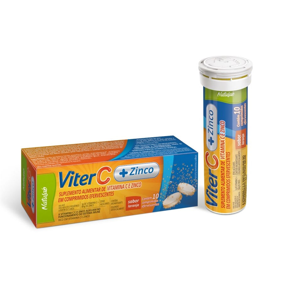 Imagem do produto VITER C ZINCO 1G NATULAB LABORATORIO COM 10 COMPRIMIDOS EFERVESCENTES
