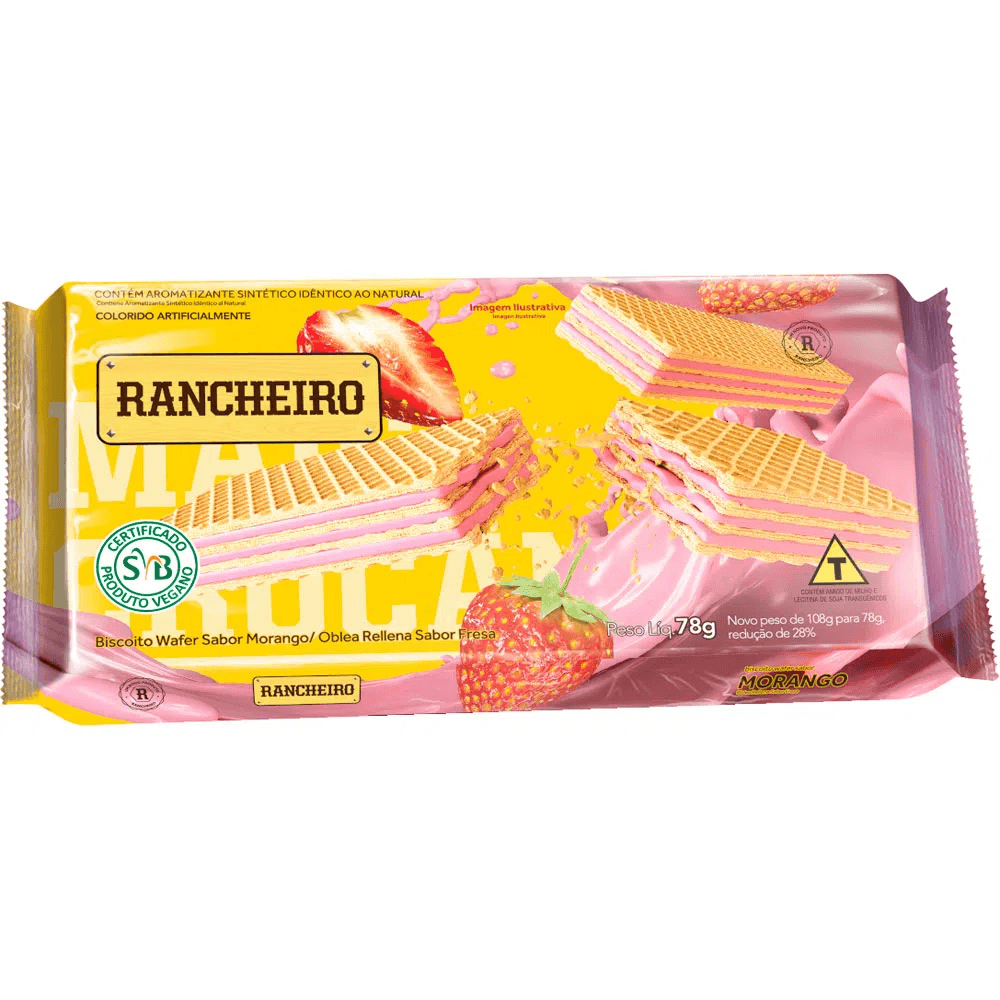 Imagem do produto WAFER RANCHEIRO SABOR MORANGO 78G COM 40 UNIDADES