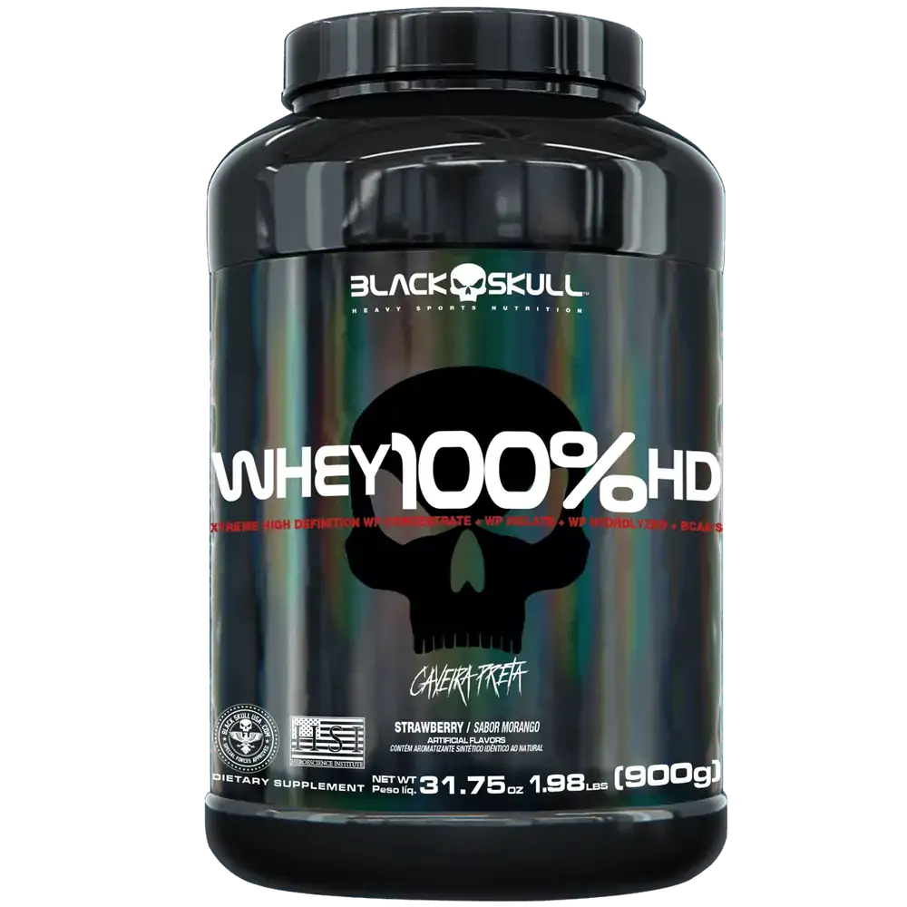 Imagem do produto WHEY PROTEIN 100% HD BLACKSKULL SABOR MORANGO 900G
