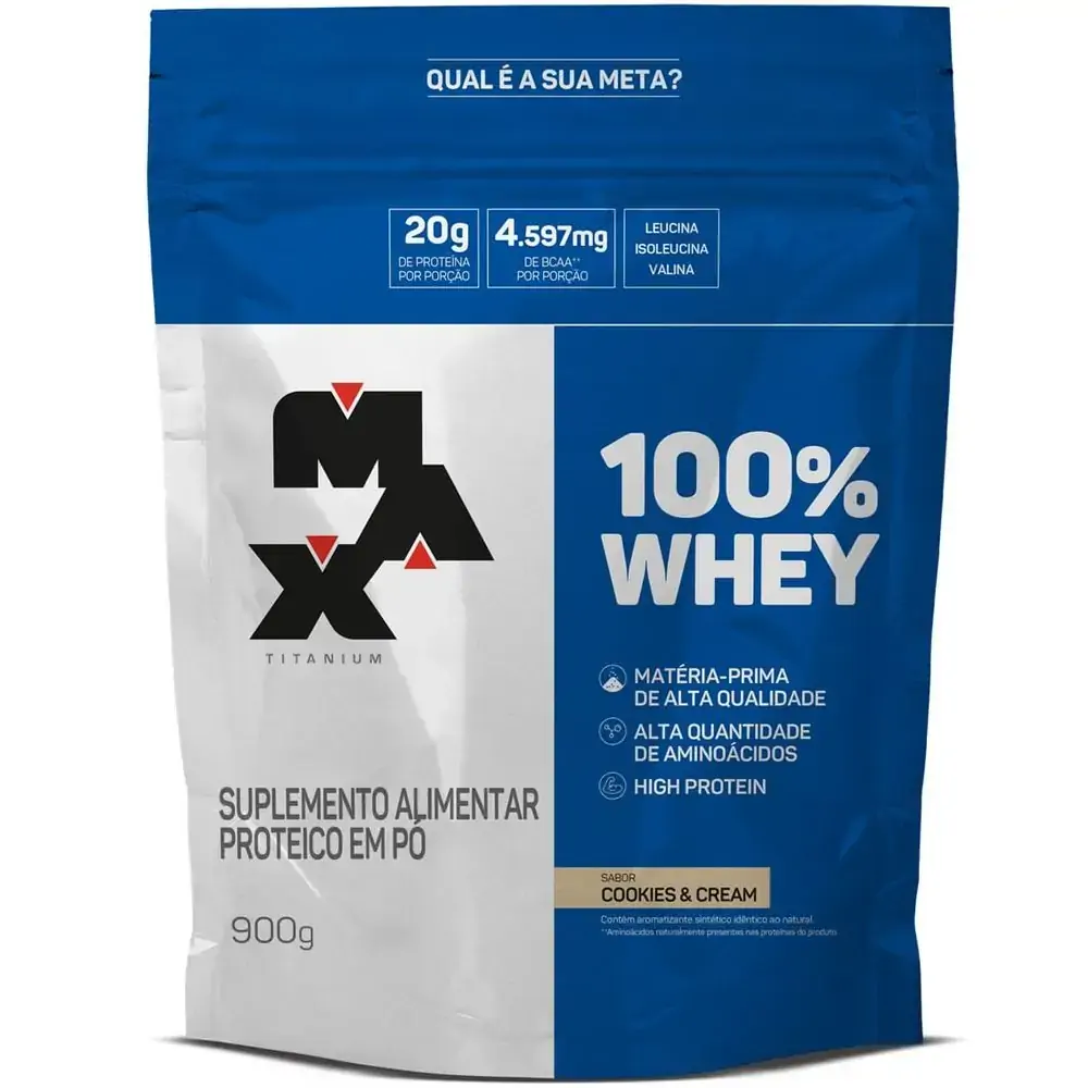 Imagem do produto WHEY PROTEIN 100% MAX TITANIUM SABOR COOKIES E CREAM REFIL 900G
