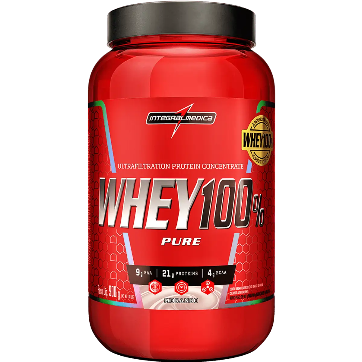 Imagem principal de WHEY PROTEIN 100% PURE INTEGRALMEDICA SABOR MORANGO 900G