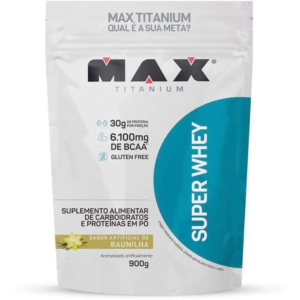 Thumbnail de WHEY PROTEIN SUPER WHEY MAX TITANIUM SABOR BAUNILHA REFIL 900G